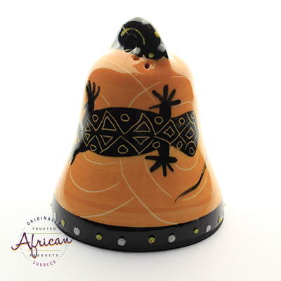 Ceramic Christmas Bell Decoration Orange Lizard