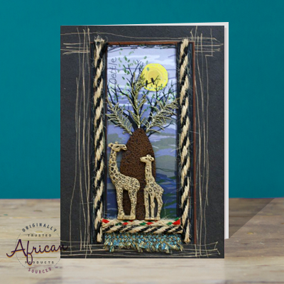 Hand Made African Greetings Card - Baobab Tree with Bookmark