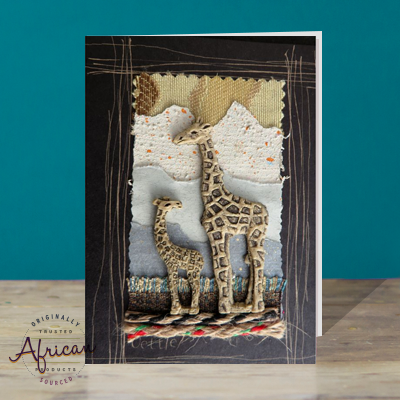 Hand Made African Greetings Card - Big Giraffe