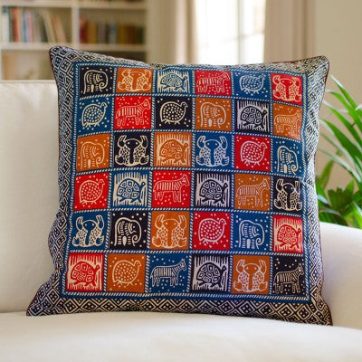 Kudhinda Cushion Cover 55x55cm – African Animal (Ghana Blue)