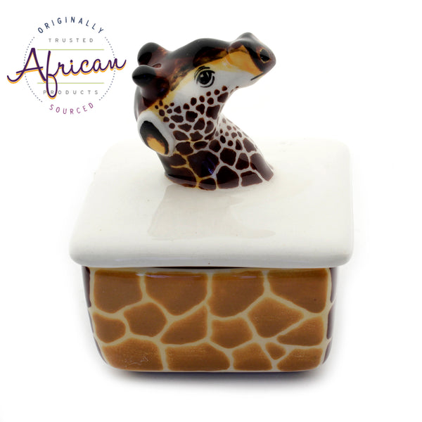 Ceramic 3D Trinket Box Square Giraffe