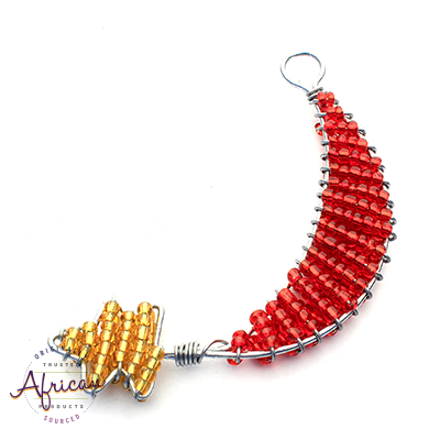 Beaded Christmas Decoration Moon and Star (Red/Gold)