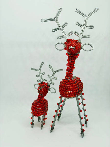Beaded Christmas Mini 3D Reindeer - Red