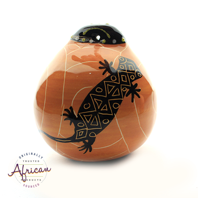 Ceramic Christmas Ball Decoration Orange Lizard