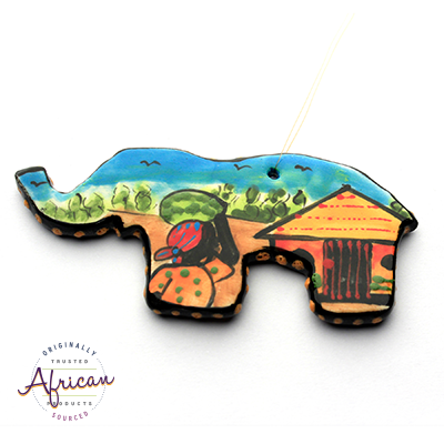 Ceramic Christmas Elephant Decoration Village