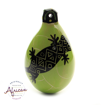 Ceramic Christmas Tear Drop Decoration Green Lizard