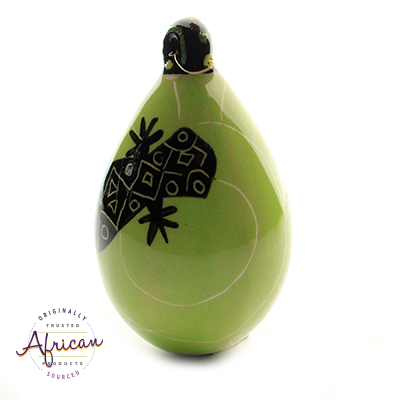 Ceramic Christmas Tear Drop Decoration Green Lizard