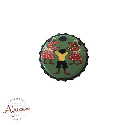 Painted Bottle Tops - Fridge Magnet: Children Playing