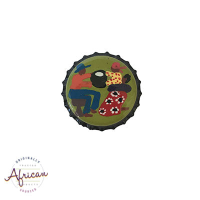 Painted Bottle Tops - Fridge Magnet: Family Dinner