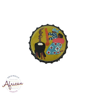 Painted Bottle Tops - Fridge Magnet: Gogo cooking Sadza