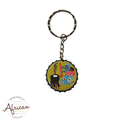 Painted Bottle Tops - Keyring: Gogo cooking Sazda