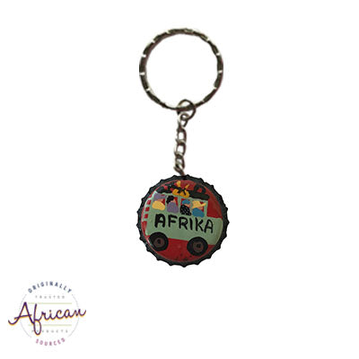 Painted Bottle Tops - Keyring: Afrika Bus