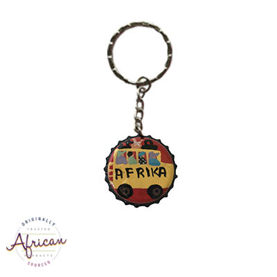 Painted Bottle Tops - Keyring: Afrika Bus