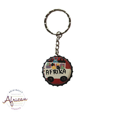 Painted Bottle Tops - Keyring: Afrika Bus