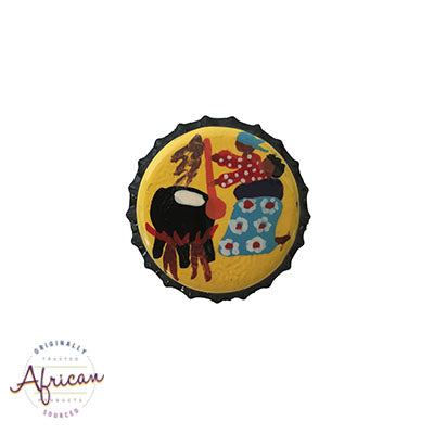 Painted Bottle Tops - Fridge Magnet: Gogo cooking Sadza