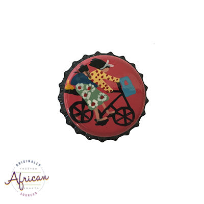 Painted Bottle Tops - Fridge Magnet: Bicycle (Mom& Baby)