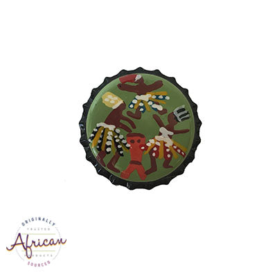 Painted bottle tops - Fridge Magnet: Dancing Warriors