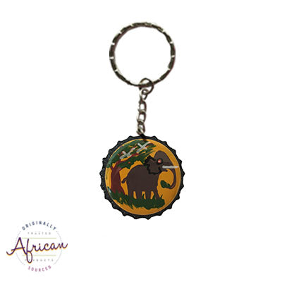Painted Bottle Tops - Keyring: Elephant (single)