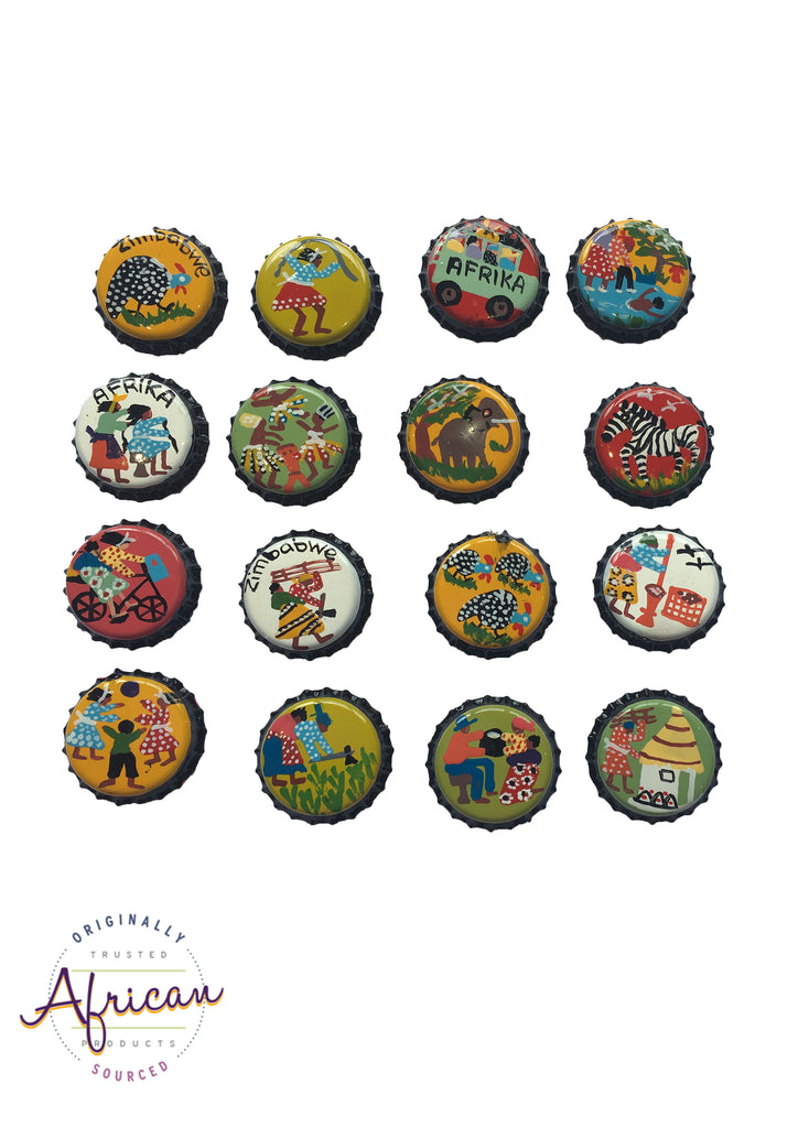 Painted Bottle Tops - Keyring: Gogo cooking Sazda