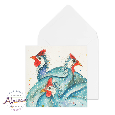 Greetings Card - Three Guinea Fowls