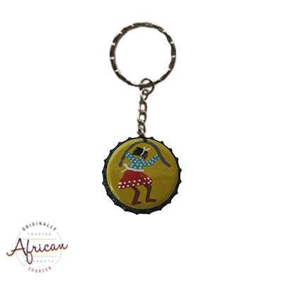 Painted Bottle Tops - Keyring: Lady Skipping