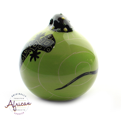 Ceramic Christmas Ball Decoration Green Lizard