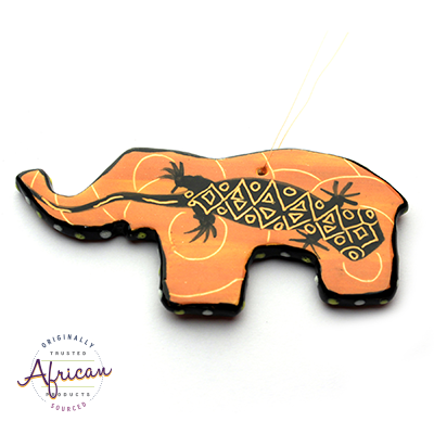 Ceramic Christmas Elephant Decoration Orange Lizard