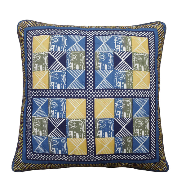 Kudhinda Cushion Cover 50x50cm – Elephant Square (Blue Steel)