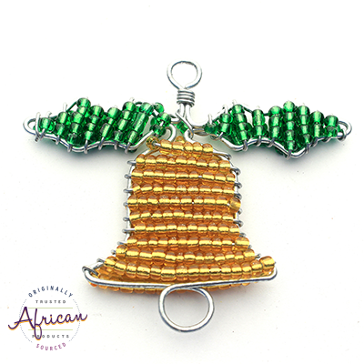 Beaded Christmas Bells (Silver and Green)