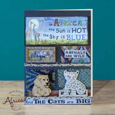 Hand Made African Greetings Card - Big Cats