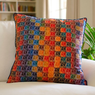Kudhinda Cushion Cover 40x40cm –  Large Elephant (Ghana Blue)