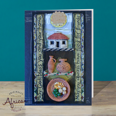 Hand Made African Greetings Card - House and Home