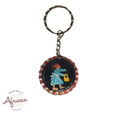 Painted Bottle Tops - Keyring: Afrika Bus
