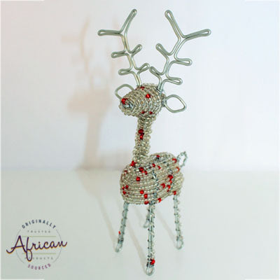 Beaded Christmas 3D Reindeer - Silver/White