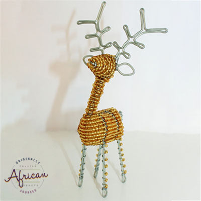 Beaded Christmas 3D Reindeer - Gold