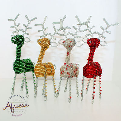 Beaded Christmas 3D Reindeer - Silver/White