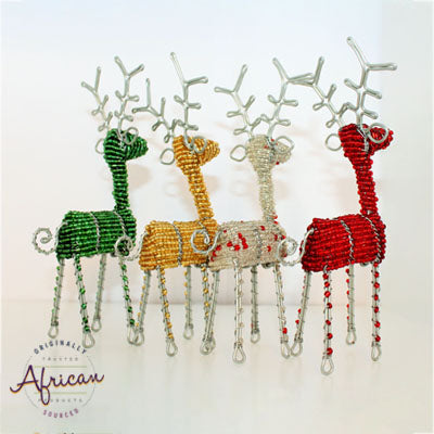 Beaded Christmas 3D Reindeer - Silver/White