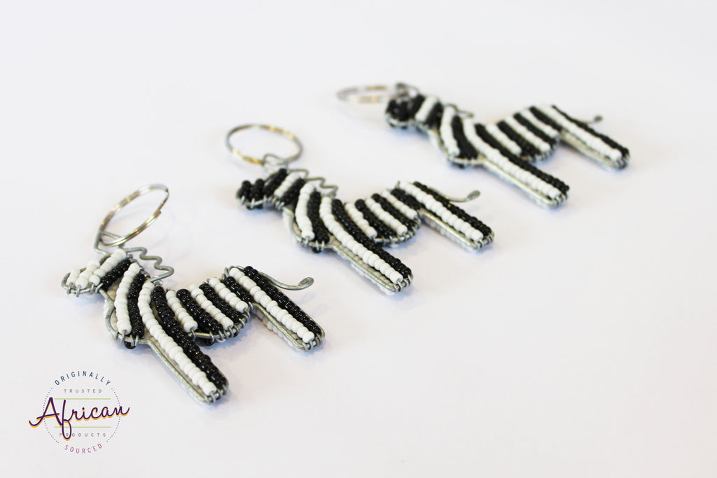 Beaded Key Chain - Zebra