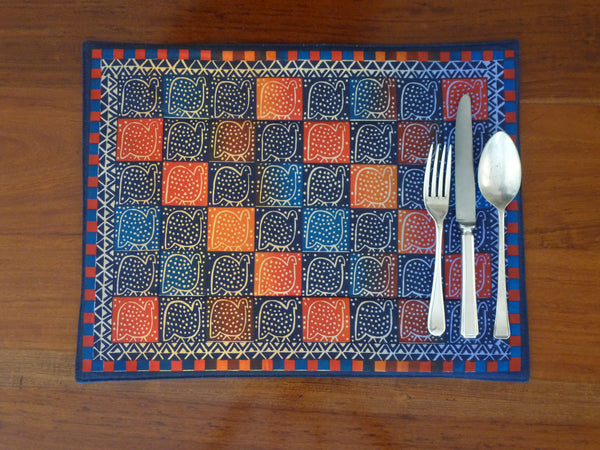 Kudhinda Placemats 32x42cm –  Guinea Fowl (Ghana Blue)