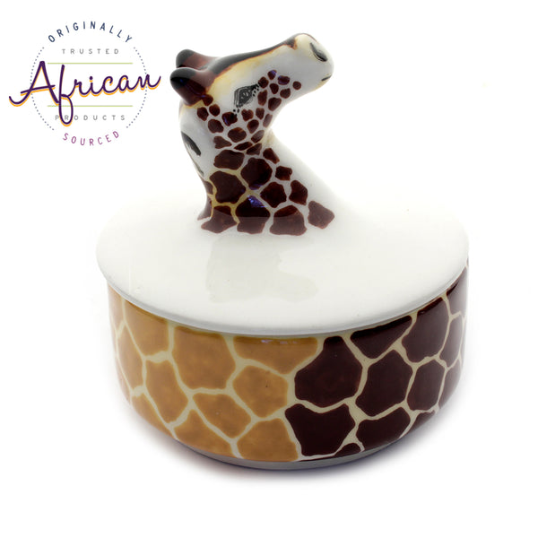 Ceramic 3D Trinket Box Round Giraffe