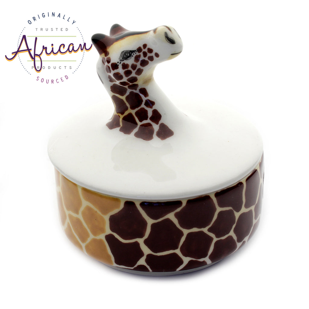 Ceramic 3D Trinket Box Round Giraffe