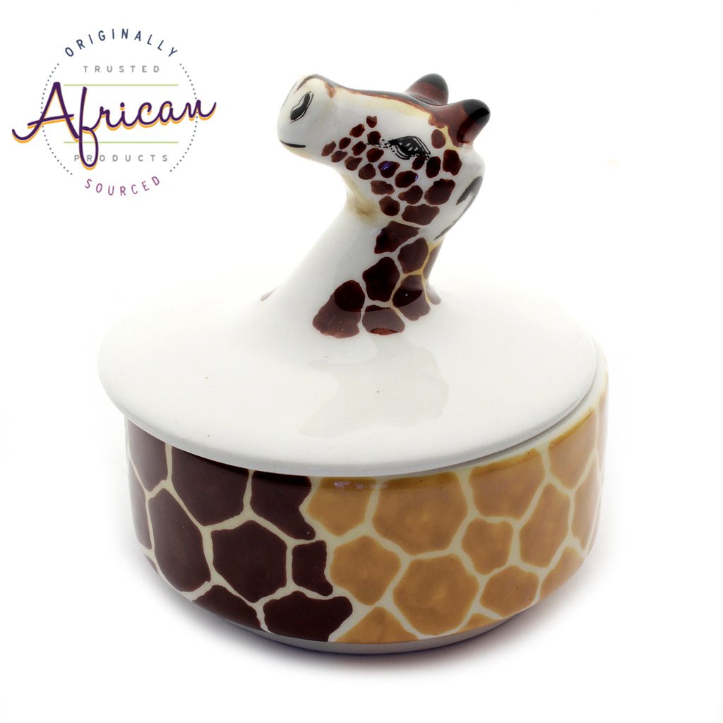 Ceramic 3D Trinket Box Round Giraffe