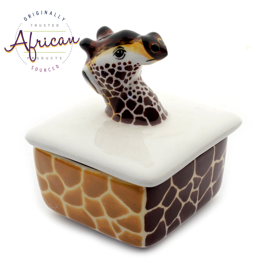 Ceramic 3D Trinket Box Square Giraffe