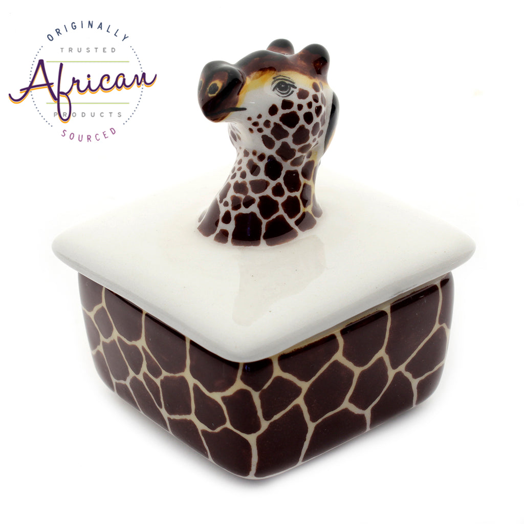 Ceramic 3D Trinket Box Square Giraffe