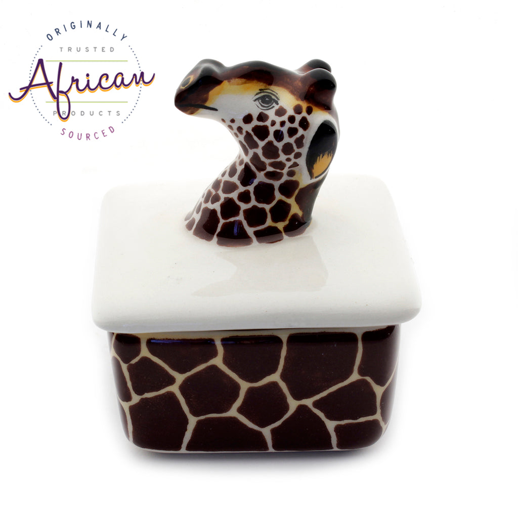 Ceramic 3D Trinket Box Square Giraffe