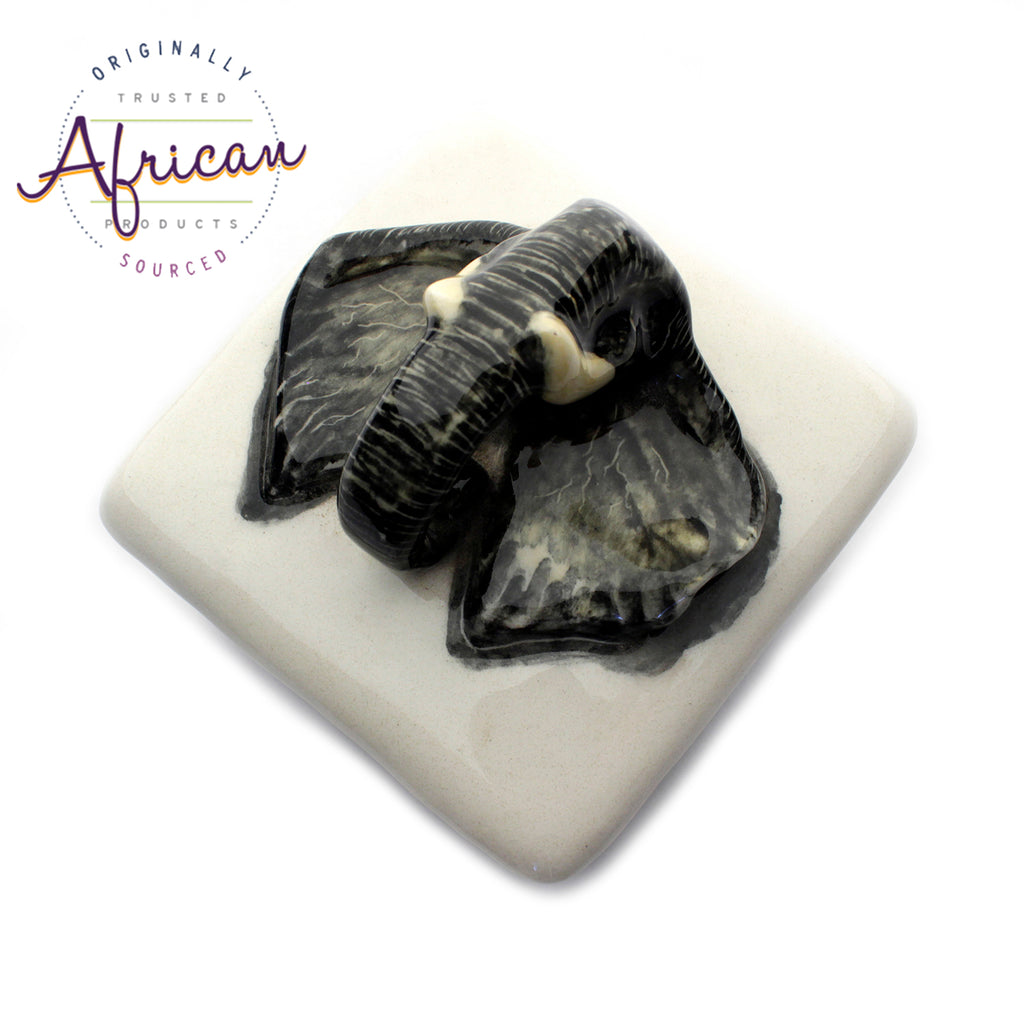 Ceramic 3D Trinket Box Square Elephant