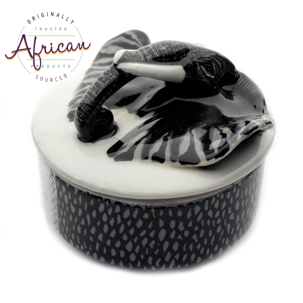 Ceramic 3D Trinket Box Round Elephant