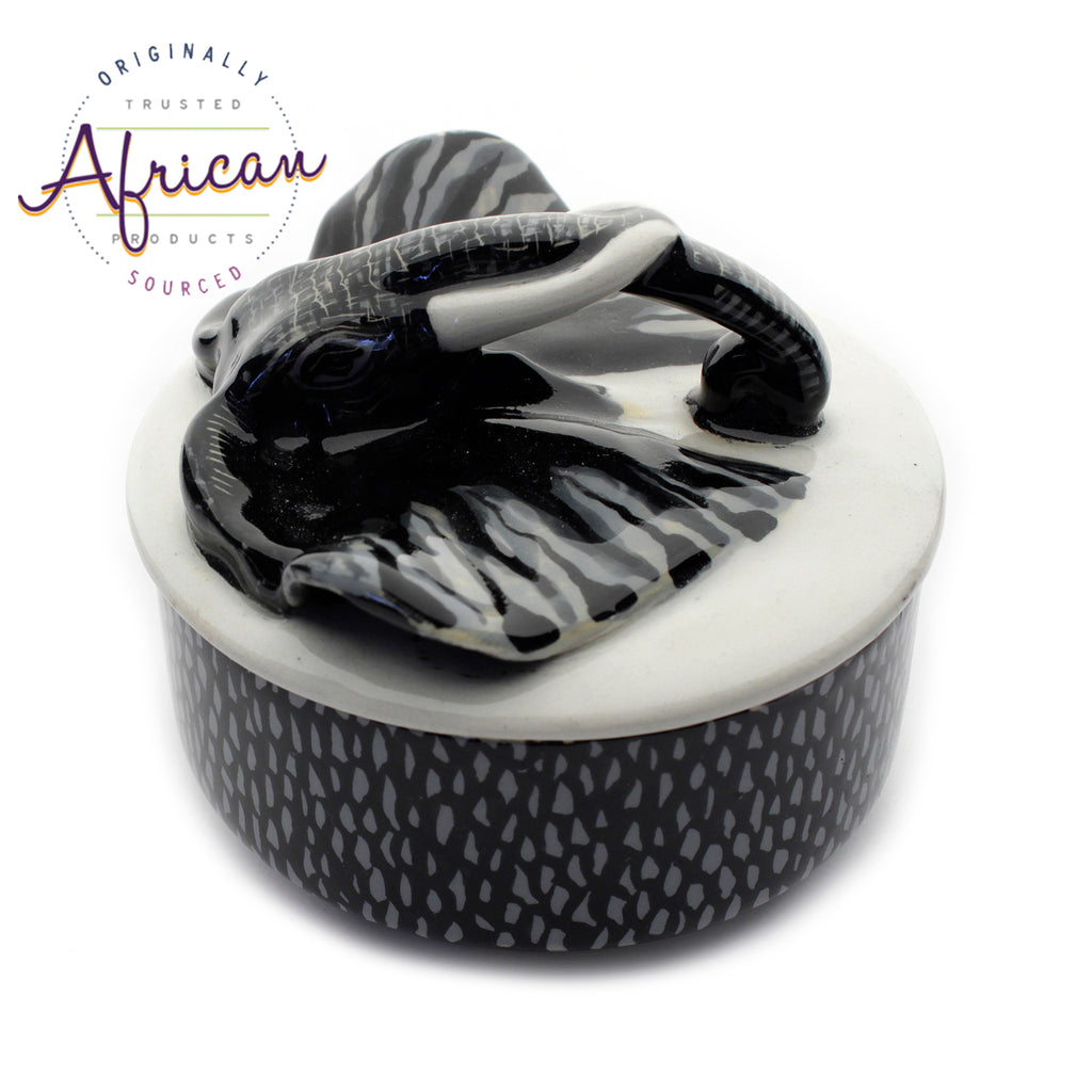 Ceramic 3D Trinket Box Round Elephant
