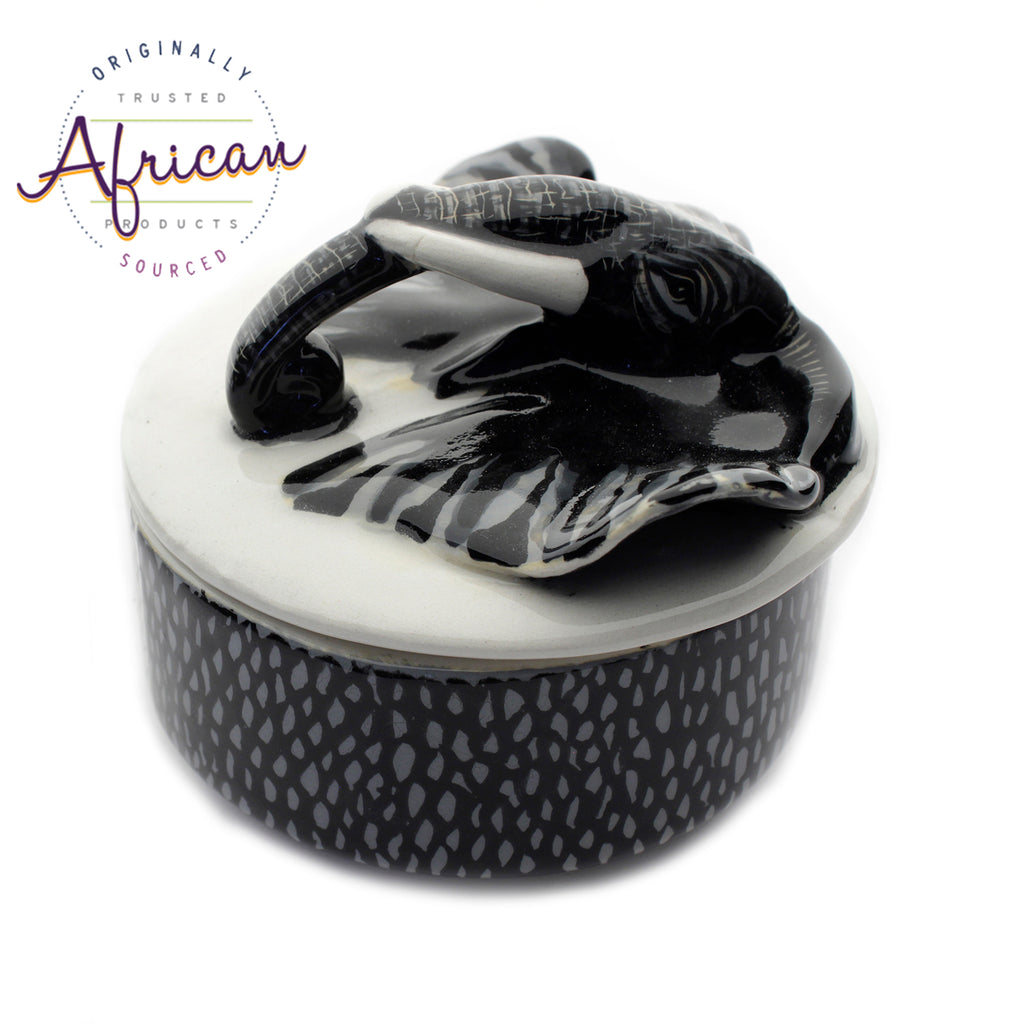 Ceramic 3D Trinket Box Round Elephant