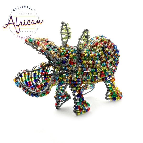 Beaded Mini-Animals - Hippo figurine